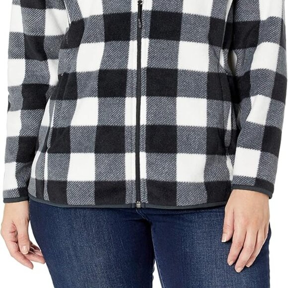 Polar Soft Fleece Jacket Black White Buffalo Plaid Full Zipper Sz XXL NWT - Picture 6 of 7
